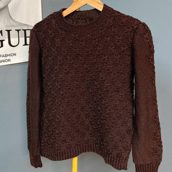 Sweaters - Vintage Brown Textured Knit Sweater